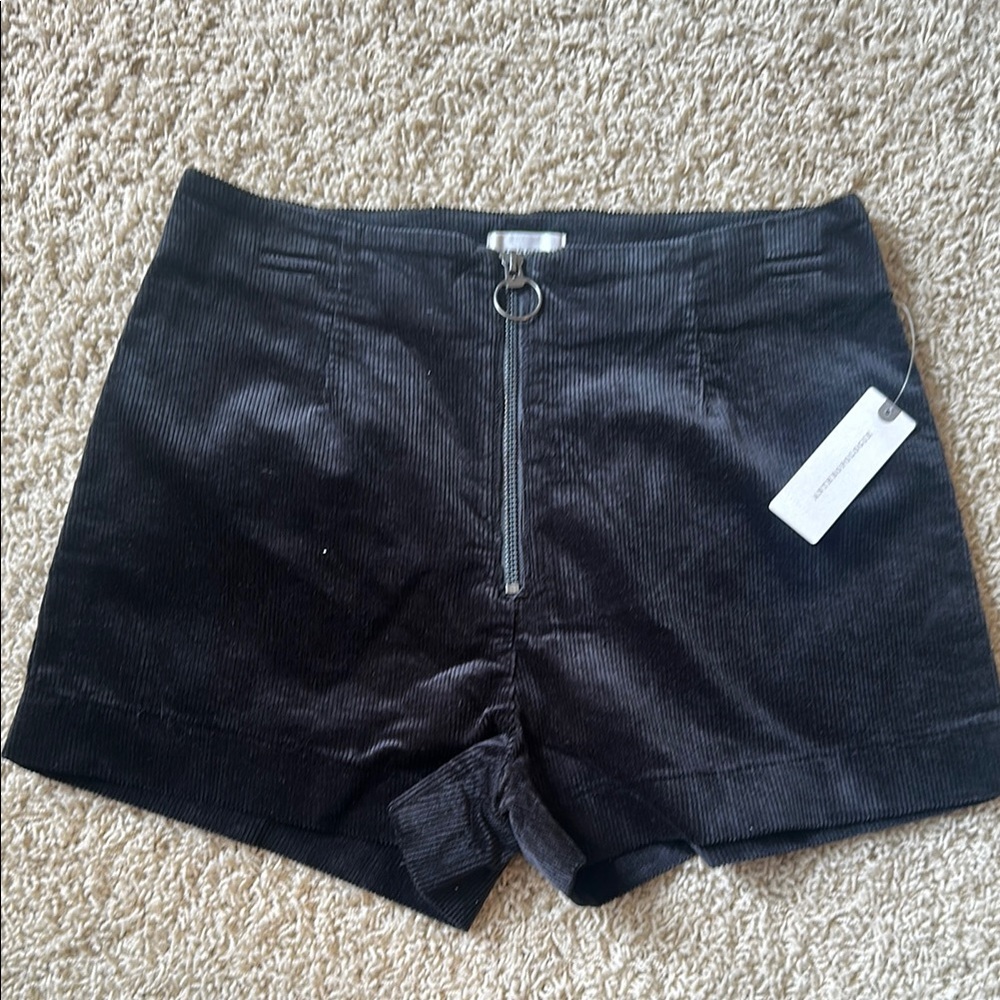 Maeve Black High Waist Velvet Shorts